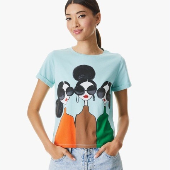 alice + olivia Stace Face Rare Blue T-shirt Sz S, NWT - Picture 1 of 11